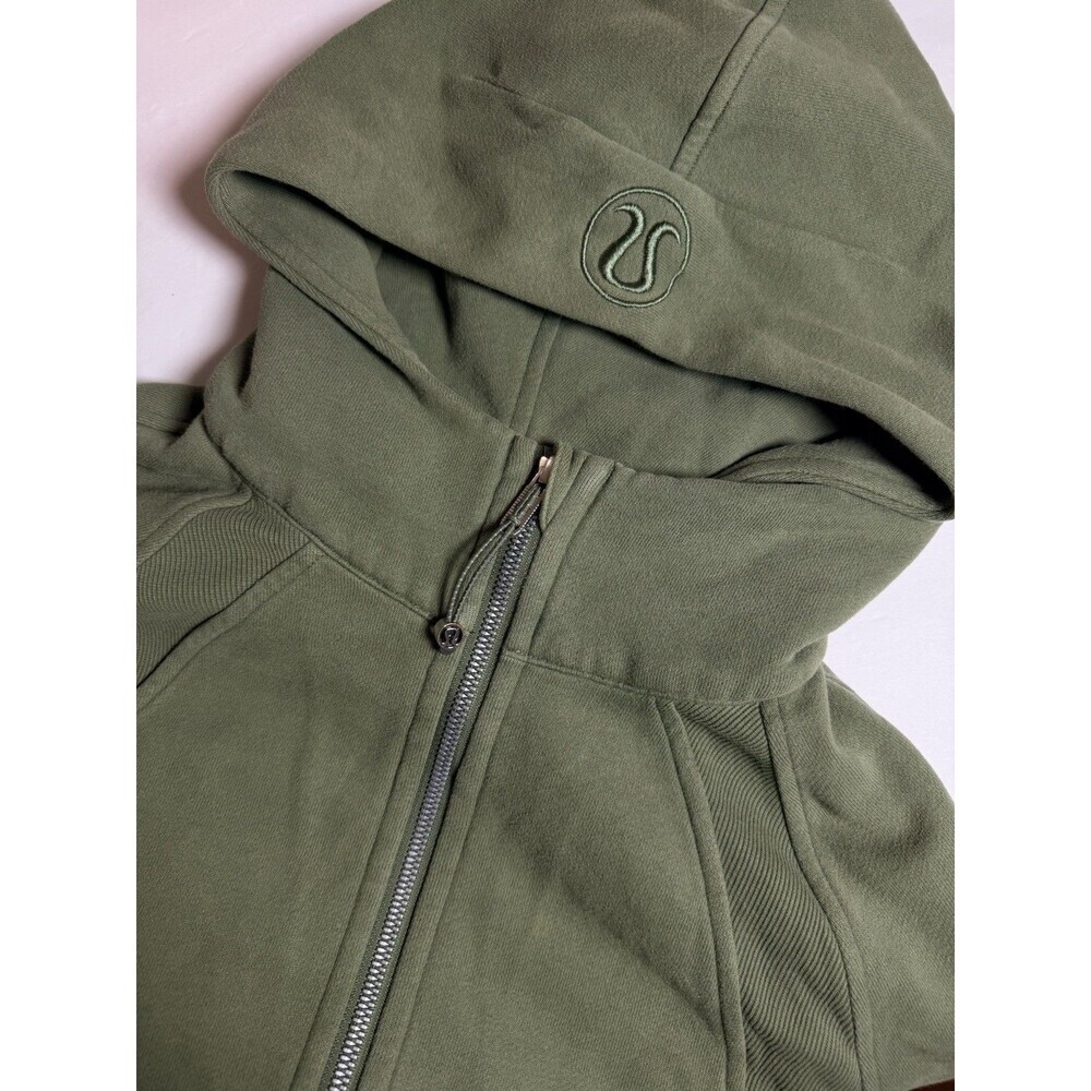 Lululemon Scuba Hoodie Womens XS Small Olive Green Full Zip Fleece Thumbholes